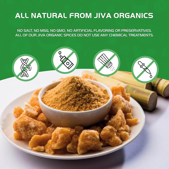 Jiva Organics Jaggery Whole 1 LB (454g) | Cone Shapes - Gur, Panela | Unrefined Natural Cane Sugar | No Chemicals, No Preservatives