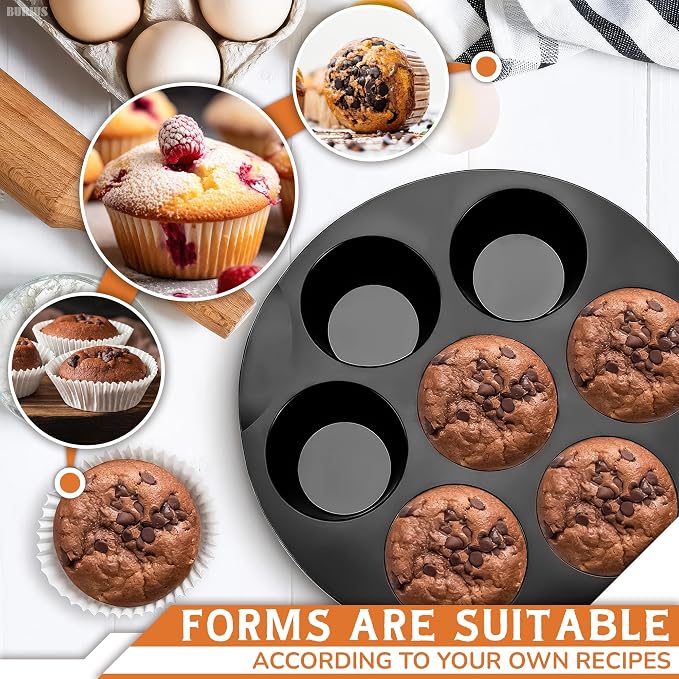 Silicone Muffin Pan - Silicone Cupcake Molds for Baking Egg Bites Mold Nonstick 7 Cups Air Fryer Muffin Pan for Baking Egg Bite, Mini Cupcake, Chocolate and Quiche | Easter Dessert Baking Accessory