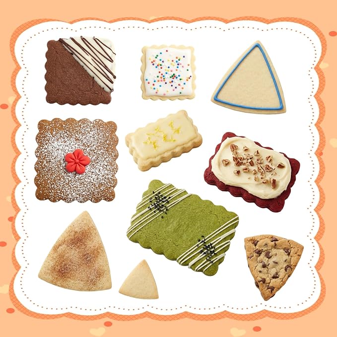11 PCS Rectangle Cookie Cutter Set with Scalloped Edge - Assorted Sizes Stainless Steel Square Cookie Cutter, Fluted Edge Plaque Frame Rectangluar Cookie Cutters Shapes Fondant Molds for Baking