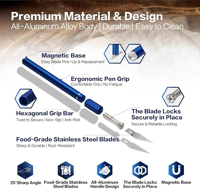 Upgraded Bread Lame 2-Pack, Professional Sourdough Scoring Tool with 20 Stainless Blades, Non-Slip Ergonomic Grip & Storage Case, Bread Scoring Tool for Home Bakers & Artisan Bread Making