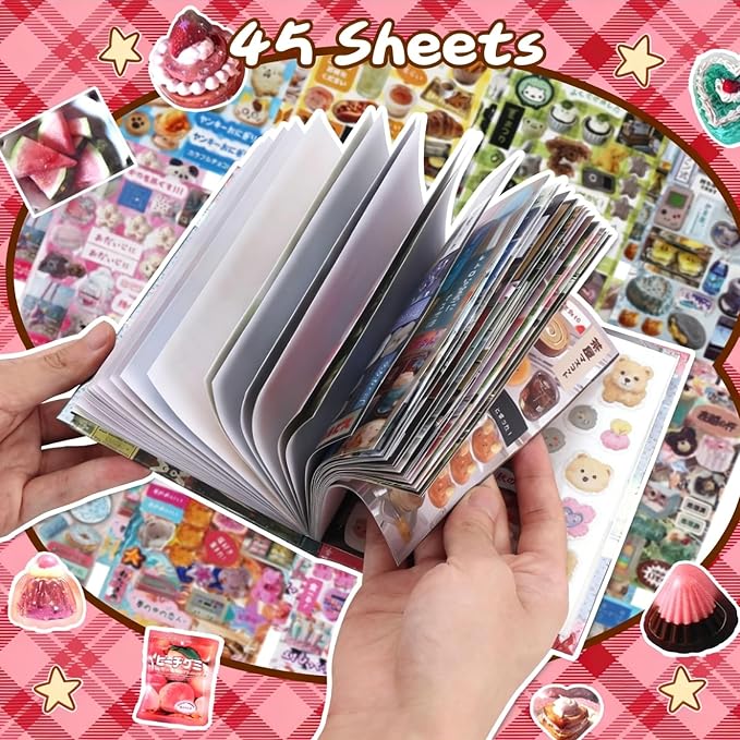 45 Sheets Japanese Manga Sticker Book, 800+ Pcs Heisei Retro Aesthetic Stickers for Journaling, Scrapbooking & DIY Crafts, Pre-Cut Japanese Sticker Book for Adults, Scrapbook & Planner Decoration