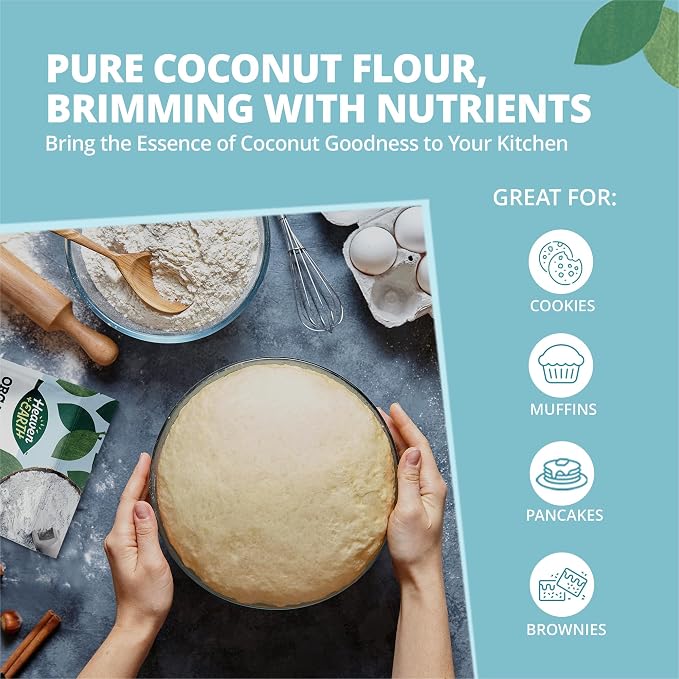 Heaven & Earth Organic Coconut Flour, 16oz (2 Pack) | Gluten Free & Grain Free Flour | Keto Flour for Baking | Paleo Friendly | Low Carb Flour | Vegan