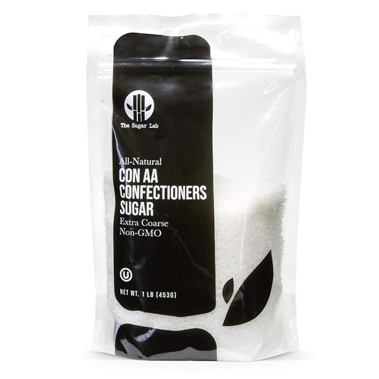 White Sparkling Sanding Sugar Crystals, (1 Lb) Extra Coarse Grain, add a Sweet Crunch to Baked Goods, Bright White, High Sparkle When Baked, Holds up under Heat, Non-GMO, Gluten Free, Premium Quality Pure Cane Sugar No Confectioners Wax. By The Sugar Lab
