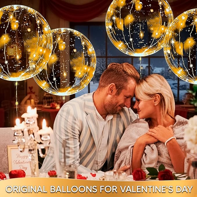 LED Light Up Balloons 10 Pack – 20" Transparent Glow Balloons Light Up with LED String Lights & Switch, Easy Air or Helium Use for Special Events, Weddings, Party Decorations & Festive Nights