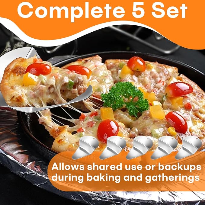 5-Pack First Slice Pie Spatula Set – Non-Stick Pie Server & Cutter for Neat Pie, Cake and Dessert Slices, Food-Grade 402 Stainless Steel, Easy to Clean & Dishwasher Safe