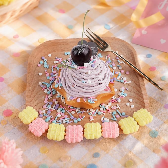 Pastel Sprinkles for Cake Decorating, 4.6oz Edible Blue Purple Pink White Nonpareils Jimmies and Confetti Sprinkles for Baking Cake Cupcake Cookies Ice Cream Topping