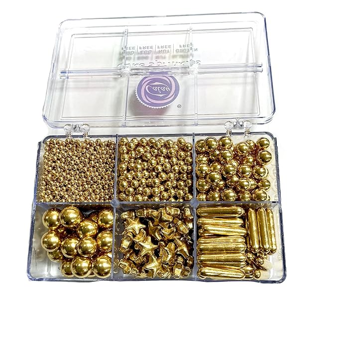 Homipooty Gold Pearl Sugar Sprinkles 130g/4.58oz Gold Pearl Star Sprinkles For Cake Decorations Wedding，Cookies，Ice Cream, Cupcake Toppers, Halloween Christmas Supplies
