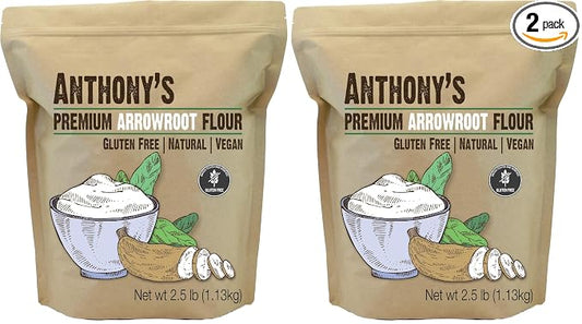 Anthony's Premium Arrowroot Flour Powder, 2.5 lb, Gluten Free, Non GMO, Cornstarch Alternative (Pack of 2)