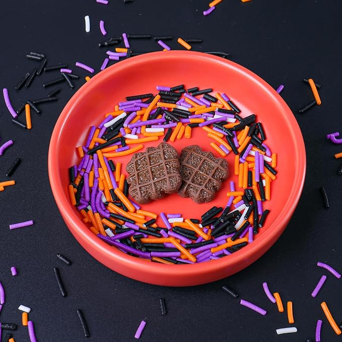 Halloween Jimmies Sprinkles - Black Orange Purple White Jimmies Mix for Cake Decorating, Edible Cookie Cupcake Decorations for Halloween Baking & Party Treats