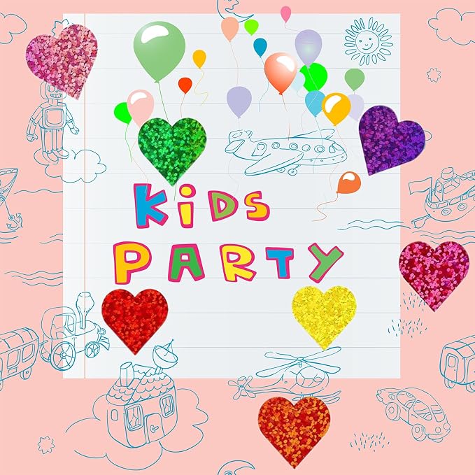 Glitter Heart Stickers, Valentines Day Love Sticker1-inch for Children's Rewards- 500 per Roll, Suitable for Envelopes, Birthdays, Classroom Teacher Supplies