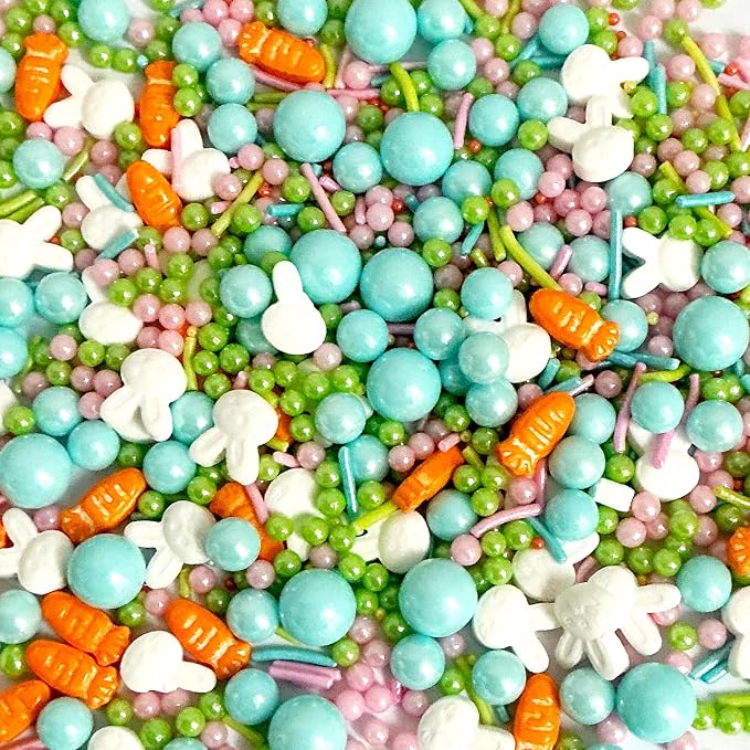 Easter Sprinkles for Cake Decorating Edible Pastel Bunny Carrot and Pearl Sprinkles Cake Cookie Cupcake and Cake Topper Decorations