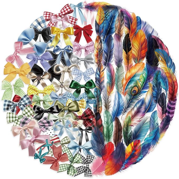 100Pcs Bowknot&Feather Transparent Stickers for Kindle, Bow Tie and Plume Aesthetic Self-Adhesive Scrapbooking Stickers Supplies Journal Stuffers for Adult Card Making Letters DIY (Bowknot)