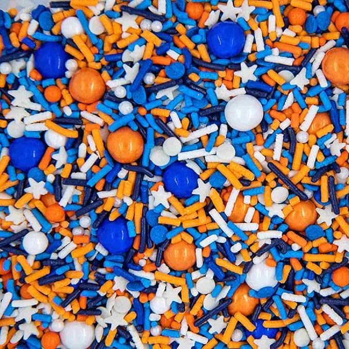 Blue and Orange Sprinkles for Cake Decorating, Orange Sprinkles for Cupcakes, Edible Cake Decorations for Cakes, Ice Cream and Desserts Toppings, Football Sprinkle Edible, Baseball Sprinkle