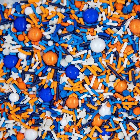 Blue and Orange Sprinkles for Cake Decorating, Orange Sprinkles for Cupcakes, Edible Cake Decorations for Cakes, Ice Cream and Desserts Toppings, Football Sprinkle Edible, Baseball Sprinkle