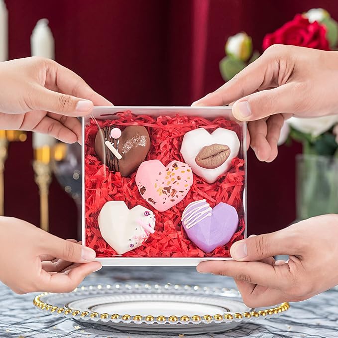 25PCS 6" x 6" x 1 ¼" Clear White Cookie Boxes with Full Window, Bakery Macaron Boxes Ores Boxes Cakesicle Boxes Chocolate Bomb Boxes