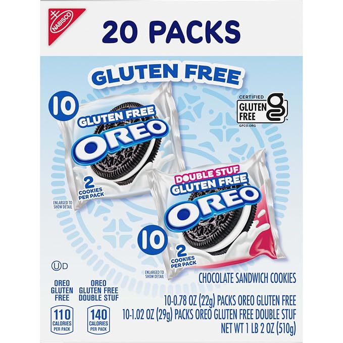 OREO Gluten Free Original & Double Stuf Chocolate Sandwich Cookies Variety Pack, Gluten Free Cookies, 20 Count (Pack of 4)