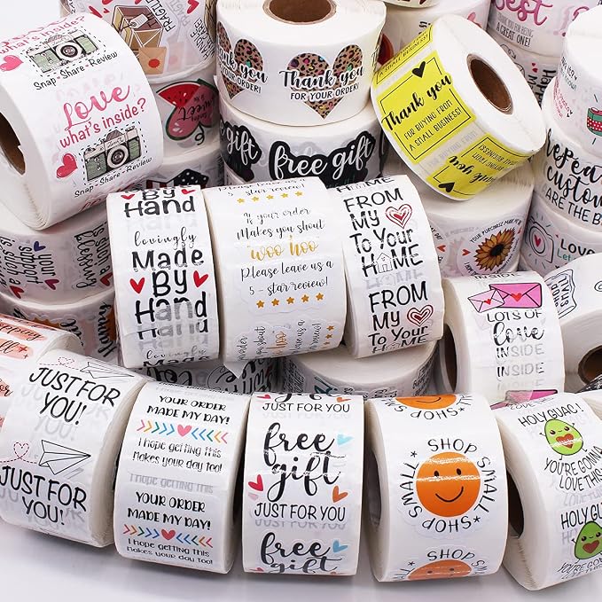 Littlefa 1.5” Shop Small Stickers,Cute Smile Sticker for Small Business Mail Bags Packaging 500 PCS