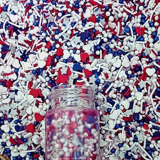 Confect Cake Mate Edible Dessert Sprinkles –Red, White & Navy Blue Colorful Baking and Cake Decorating Sprinkles for Cupcakes, Cookies, and Ice Cream Toppings | Vegan, Gluten-Free, Soy-Free, Dairy-Free, Palm Oil-Free- 4.2 Oz