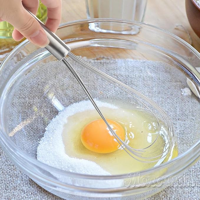 Flat Whisk Stainless Steel Flat Whisk for Cooking Kitchen Flat Wire Whisk Set Egg Mixing Whisks for Cooking, Blending, Whisking, Beating and Stirring, (3Pack, 8 Inch, 10 Inch, 12 Inch)