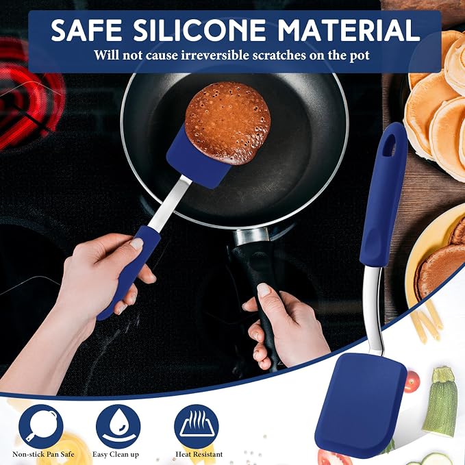 Small Silicone Spatula Flexible Silicone Cookie Spatula Heat Resistant Small Pancake Turner for Kitchen Use Nonstick Cookware No Scratch Cooking Flipper for Egg Pancake