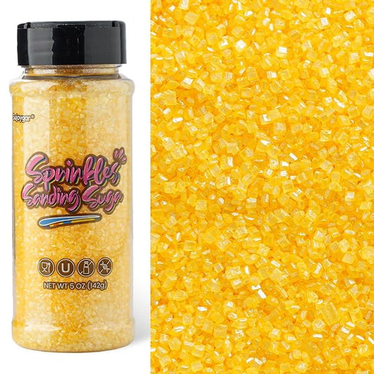 Sujoygar Yellow Sanding Sugar Sprinkles, 5oz Edible Yellow Cake Sprinkles for Cupcake Topper Chocolate Cookies Baking Decoration Cocktails, Wedding Spring Party Food Crystals Supplies