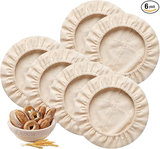 Koackl Bread Proofing Cover - 6 Pack Basket Linen Cloths, Reusable Cotton Bread Proofing Liners for Sourdough Baking, 9" Compatible with Round Banneton Baskets