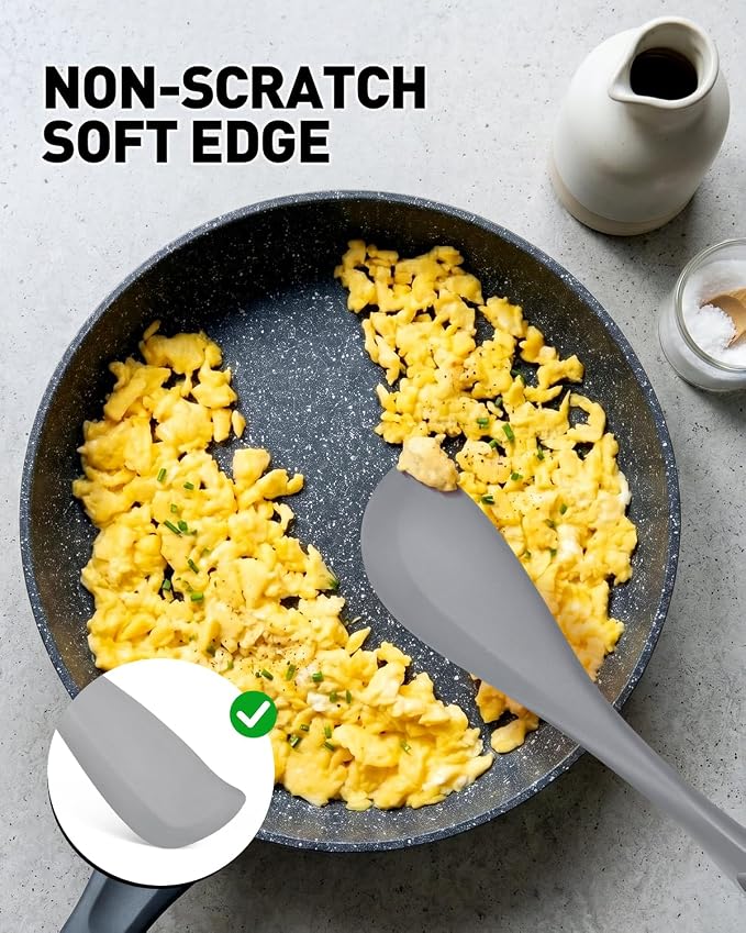 2-Pack Double-Headed Silicone Spatula Spoon, Nonstick Safe, Seamless | Scraping & spreading dual-use. Matte, BPA-free. For cooking, baking, mixing. Gentle on nonstick pans. No buildup.