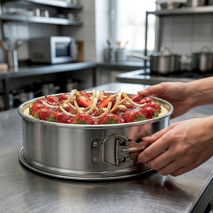 Restaurantware Met Lux 12 Inch Round Cake Pan 1 Springform Springform Pan - Removable Bottom Release Latch Silver Aluminum Cheesecake Pan For Baking Desserts