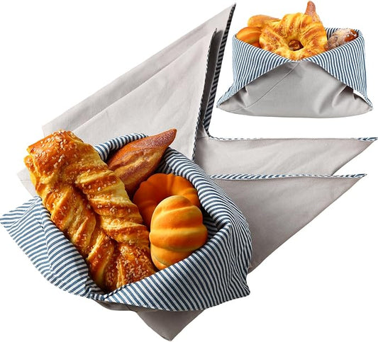 3 Pcs Reusable Linen Bread Bags Beeswax Bread Keeper Bag for Homemade Bento & Sourdough Fresh Origami Container Storage 15.8'' x 13.8'' for Food Baking Kitchen Bakery Picnic Wrapping Camping
