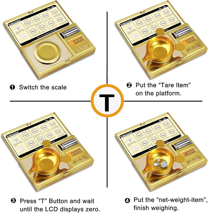 THINKSCALE Milligram Scale 50g x 0.001g, Powder Scale for Reloading Gold | Mg Scale for Powder & Reloading, 50g Calibration Weight, Scoop, Pan, Tweezers, Tare, LCD Display