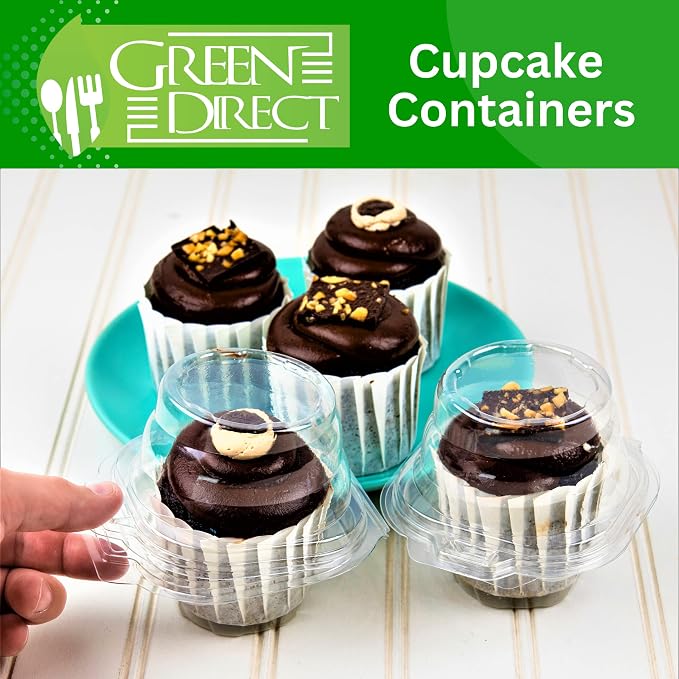 Green Direct Clear Stackable Cupcake Boxes Disposable Individual Cupcake Containers Airtight With Lid Plastic Carrier Bpa Free Cupcake - 100