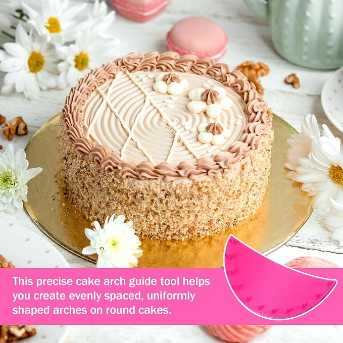 2 PCS Cake Arch Guide Tool, Ruffle Guide Stencil Cake Writing Tools Cakes Arc Ruler Cakes Ruffle Marker for Controlling the Size and Position of the Arc for Beginners and Bakers