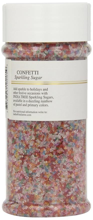 India Tree Confetti Sparkling Sugar, 7.5 oz | Vibrant Rainbow Decorating Sugar for Birthdays & Celebrations