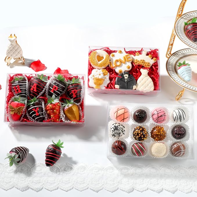 20Pack 8x5x2Inches Full Clear Cookies Boxes Bakery Boxes Strawberries Boxes Chocolate Bomb Cakesickle Mini Cake Cinnamon Roll Box
