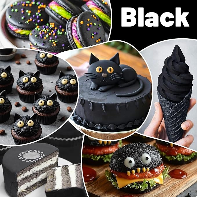 Food Coloring Liquid - Vibrant Concentrated Edible Food Dye for Baking, Cake Decorating & Icing - Tasteless Food Dye for Fondant, Easter Eggs, Macarons, Slime Coloring & DIY Crafts (Black, 8 Fl.oz)