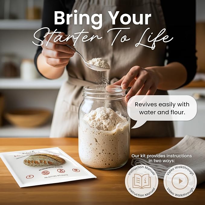 ERNEY Dehydrated Rye Sourdough Starter 21.6 g Per Sachet for Bread Making - Perfect Rise Rye Sourdough Bread Flour with Instruction - Versatile Homemade Pastry Flour Perfect for Artisan Loaf Pizza Muffins