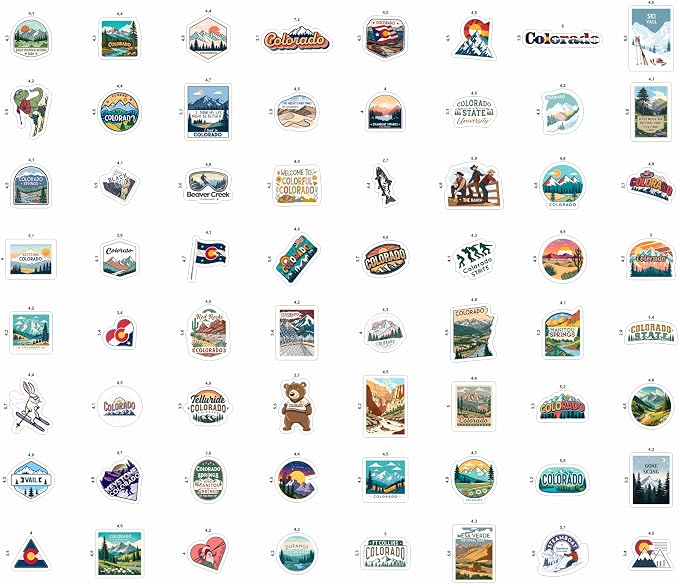100Pcs Vinyl Colorado Stickers for Water Bottles, Decals - State Stickers for Water Bottle, Scrapbooking - Colorado Gifts, Souvenirs - Gift for Women & Men