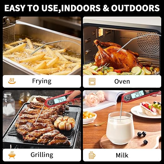 DOQAUS Meat Thermometer Digital with Dual Probe, Instant Read Food Thermometer for Cooking with Backlight and Alarm, 3s Fast Response, 40-inch Long Wired Probe for Oven BBQ Grill Smoker Candy