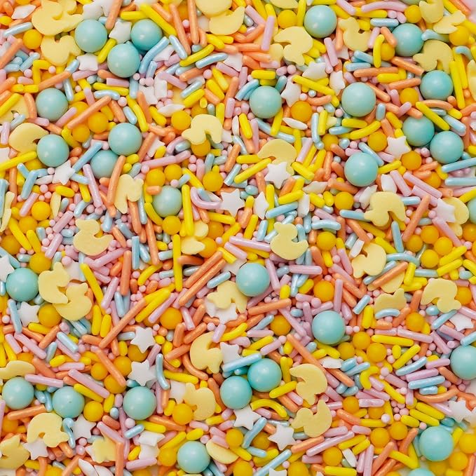 Oasis Supply Baby Shower Sprinkles & Sugar Shapes – Edible Decorations for Cakes, Cupcakes, and Cookies – Gender Reveal, Boy, Girl, and Neutral Party Baking Decorations - Ducky Mix - Assorted