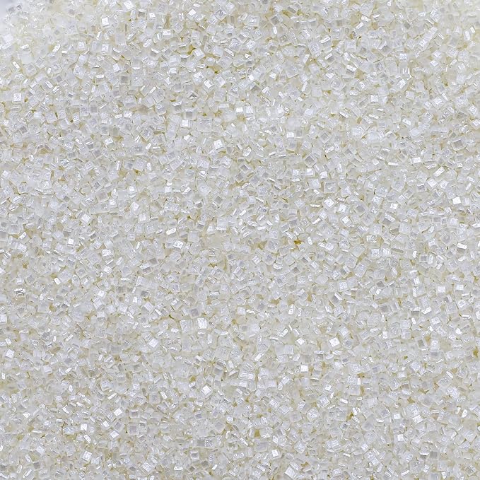 LEBERY Sanding Sugar White Edible Sugars Sprinkles Sanding Sugar for Cake Decorating, Edible Crystal Candy White Pearl Sprinkle for Wedding Party Baking Cupcake Cookie Ice Cream Decoration Supplies - 3 oz