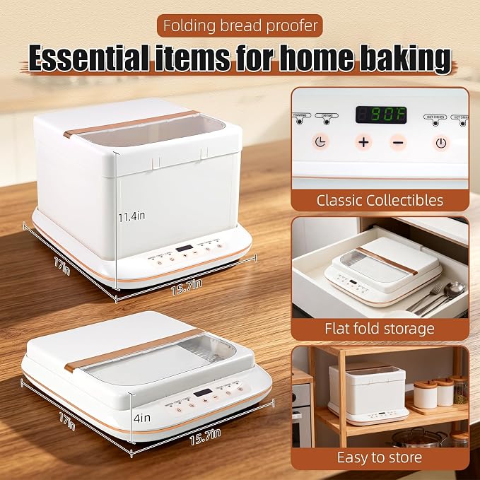 Folding Bread Proofer & Slow Cooker, 25L Capacity Digital Temp Control 32-248F, Dough Fermentation Box for Sourdough Bread Pizza Yogurt Home Baking