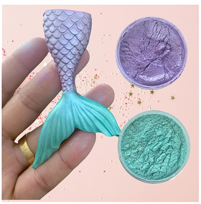 Edible Luster dust set TEAL and LAVENDER coloring food dusting powder for cake decoration/Metallic Food paint 5 grams Food grade 100% edible Kosher certified.