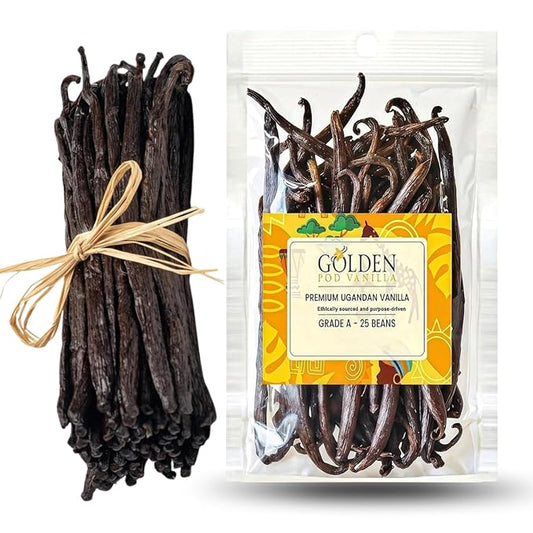 Vanilla Beans 25 Count, Grade A Vanilla Bean Pods 6–7 Inches, Whole Vanilla Beans for Homemade Vanilla Extract, Bourbon Vanilla Pods, Fresh, Moist & Aromatic, Non-GMO
