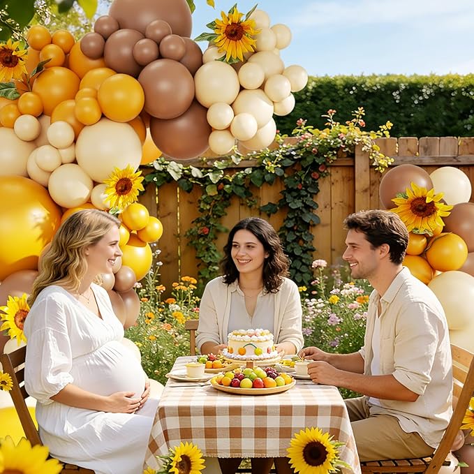 Bee Balloon Arch Kit Mustard Yellow Brown Ivory White Balloons for Sunflower Bee Theme Gender Reveal Birthday Party Baby Shower Decorations