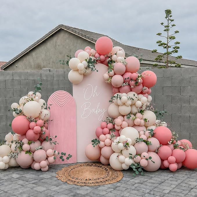 Dusty Pink Balloon Arch Kit 115Pcs Retro Blush Pink Sand White Balloons Garland Kit Neutral Boho Peach Nude Beige Cream Birthday Party Balloons for Girls Women Baby Shower Bridal Wedding Decorations