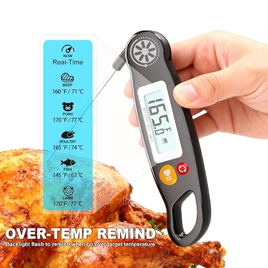 Antonki Meat Thermometer Digital - Instant Read Food Thermometer with Backlight for Cooking Grilling Baking Kitchen Candy BBQ Oil Liquid, Backlit Display, Battery Included