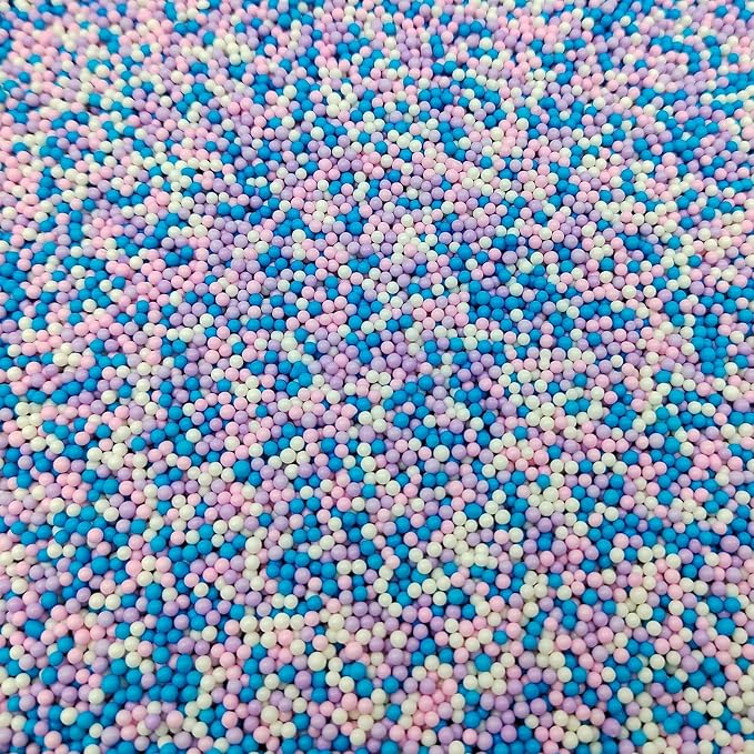 Mermaid Sprinkles Pink Blue Purple and White Nonpareils Sprinkles Edible Mini Pearl Sprinkle for Cake Decorations, Baking, Ice Cream, Cookies, Donuts and Lollipops - 2mm Sugar Pearls