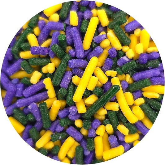 NCS Purple, Yellow & Green Jimmies Edible Sprinkles – Cupcake, Cake & Cookie Decorations, 7 oz