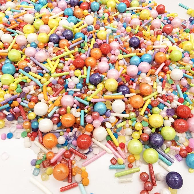 Edible Rainbow Sprinkles Candy Baking Edible Cake Decorations Cupcake Toppers 120g/ 4.2oz