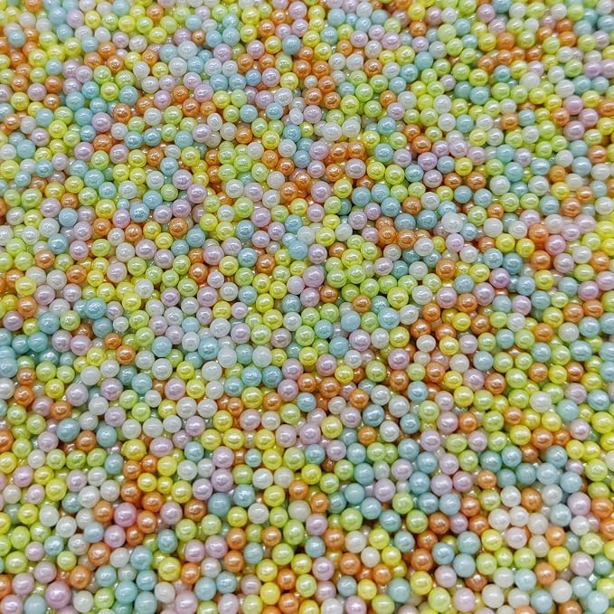 Easter Colors Edible Sprinkles Candy 2mm Mini Pearls Cake Decorations Cupcake Toppers Cookie Decorating Perfect for Wedding Party Valentine Halloween Christmas Supplies 3OZ